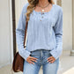 Women's Ribbed Knit Long Sleeve Henley Top