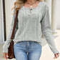Women's Ribbed Knit Long Sleeve Henley Top