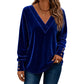 Women's V-Neck Long Sleeve Velvet Top
