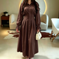 Women's Pleated Waist Long Sleeve Shirt Dress