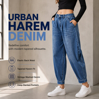 Women's High Waisted Harem Denim Pants