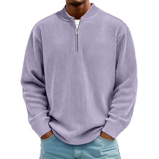 Men's Quarter-Zip Ribbed Long Sleeve Pullover