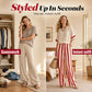 Women's Casual Striped Two Piece Wide Leg Pants Set