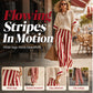 Women's Casual Striped Two Piece Wide Leg Pants Set