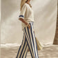 Women's Casual Striped Two Piece Wide Leg Pants Set