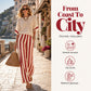 Women's Casual Striped Two Piece Wide Leg Pants Set