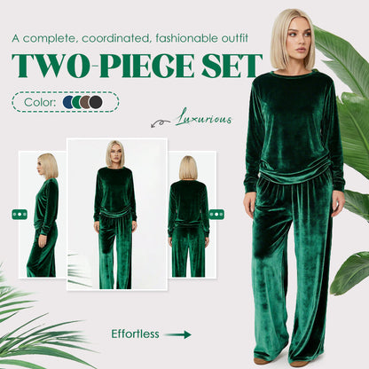 Women's Velvet Top & Pants 2-Piece Set