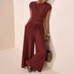 Women's Crossover Top & Wide-Leg Pants Set