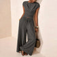 Women's Crossover Top & Wide-Leg Pants Set