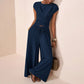 Women's Crossover Top & Wide-Leg Pants Set