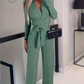 Elegant Solid Color Sexy Slim-Fit V-Neck Jumpsuit