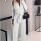 Elegant Solid Color Sexy Slim-Fit V-Neck Jumpsuit
