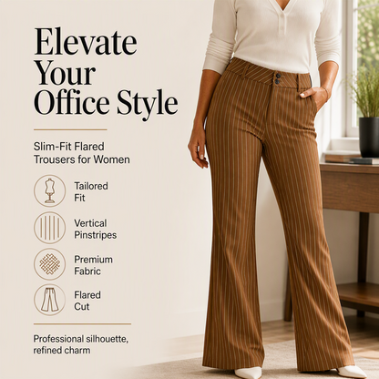 Women's Striped Flared Dress Pants
