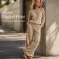 Women's Leopard Print Sweatshirt & Wide-Leg Pants Set