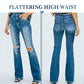 Women's High-Waist Distressed Flare Jeans