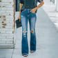 Women's High-Waist Distressed Flare Jeans
