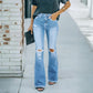 Women's High-Waist Distressed Flare Jeans