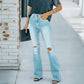 Women's High-Waist Distressed Flare Jeans