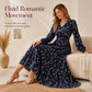 Women's Floral V-Neck Smocked Waist Ruffle Dress