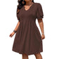 Women’s Elegant Puff Sleeve V-Neck Dress