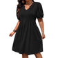 Women’s Elegant Puff Sleeve V-Neck Dress