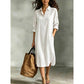 Women Loose Cotton Linen Shirt Dress with Pockets