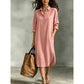 Women Loose Cotton Linen Shirt Dress with Pockets