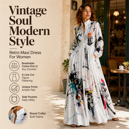 Women's Artistic Graffiti Print Maxi Dress