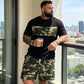 Men's Camouflage Print T-Shirt & Shorts Set