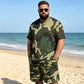 Men's Camouflage Print T-Shirt & Shorts Set