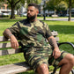 Men's Camouflage Print T-Shirt & Shorts Set