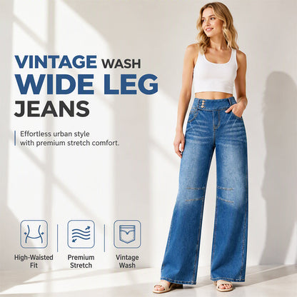 Women's Wide-Leg Stretchy Jeans