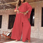 Women's Causal Off Shoulder Top ＆ Wide-Leg Pants Two-Piece Set