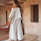 Women's Causal Off Shoulder Top ＆ Wide-Leg Pants Two-Piece Set