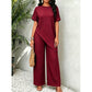 Asymmetrical Hem Top & Wide-Leg Pants Set