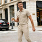 Men's Waffle-Knit Short Sleeve Top & Pants Set