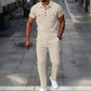 Men's Waffle-Knit Short Sleeve Top & Pants Set