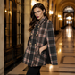 Women Vintage Plaid Cape Coat