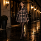 Women Vintage Plaid Cape Coat
