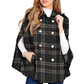 Women Vintage Plaid Cape Coat