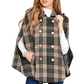 Women Vintage Plaid Cape Coat