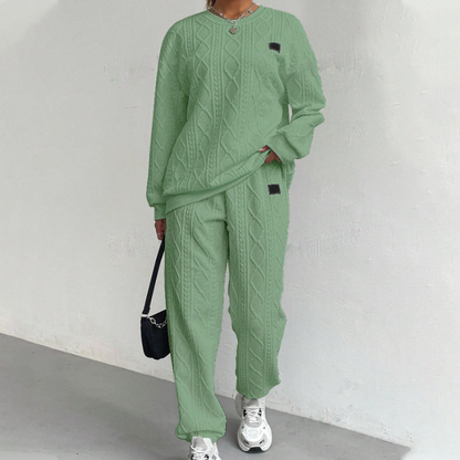 🌸💖Casual Long Sleeve Knit Pullover & Pants 2-Piece Set