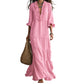 Women Ruffle V-Neck Tiered Maxi Dress