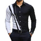 Men's Contrast Print Long Sleeve Slim Fit Lapel Shirt