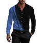 Men's Contrast Print Long Sleeve Slim Fit Lapel Shirt