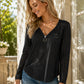 Women's Zipper V-Neck Long Sleeve Top