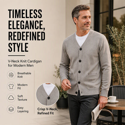 Men's Casual V-Neck Knit Cardigan