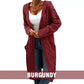 Women's Long Hooded Knit Cardigan with Pockets
