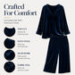 Women's Velvet V-Neck Top & Wide-Leg Pants Set
