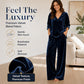 Women's Velvet V-Neck Top & Wide-Leg Pants Set